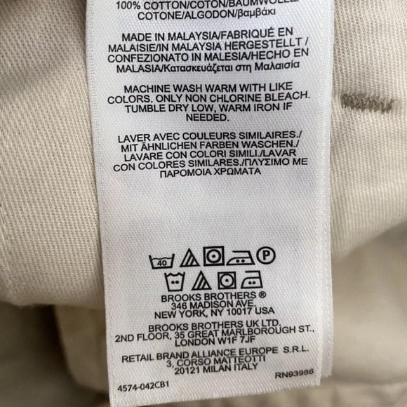 Brooks Brothers Clark Advantage Chino  Mens Khaki Chinos Pants 34X30 (1392) - Picture 8 of 8